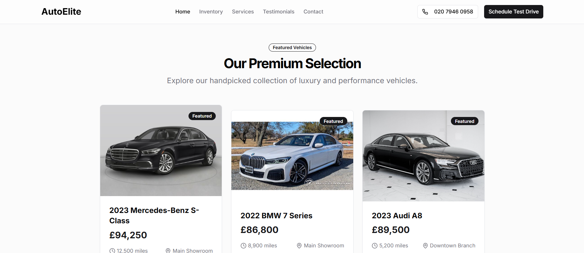 Web Design — Car Sales website