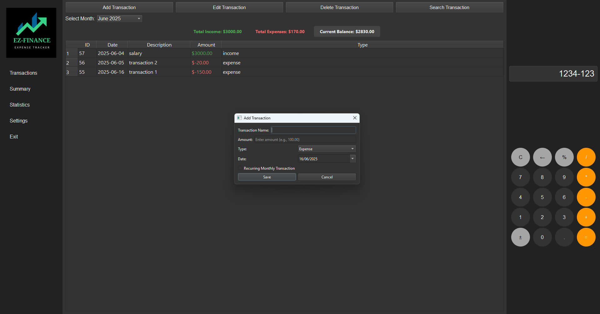 EZ-Finance Screenshot
