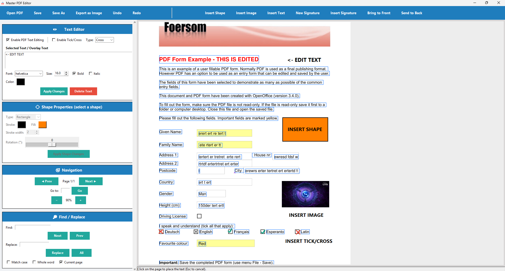 PDF Master — Edit text